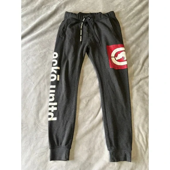 Ecko Unltd Mens Fleece Joggers Black Graphic Logo Sweatpants Medium - Picture 1 of 5